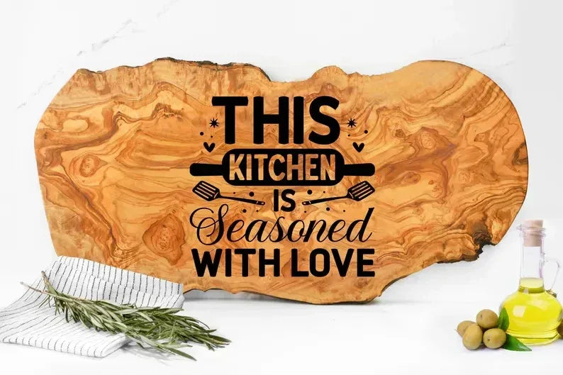 Personalized carved olive wood cutting board