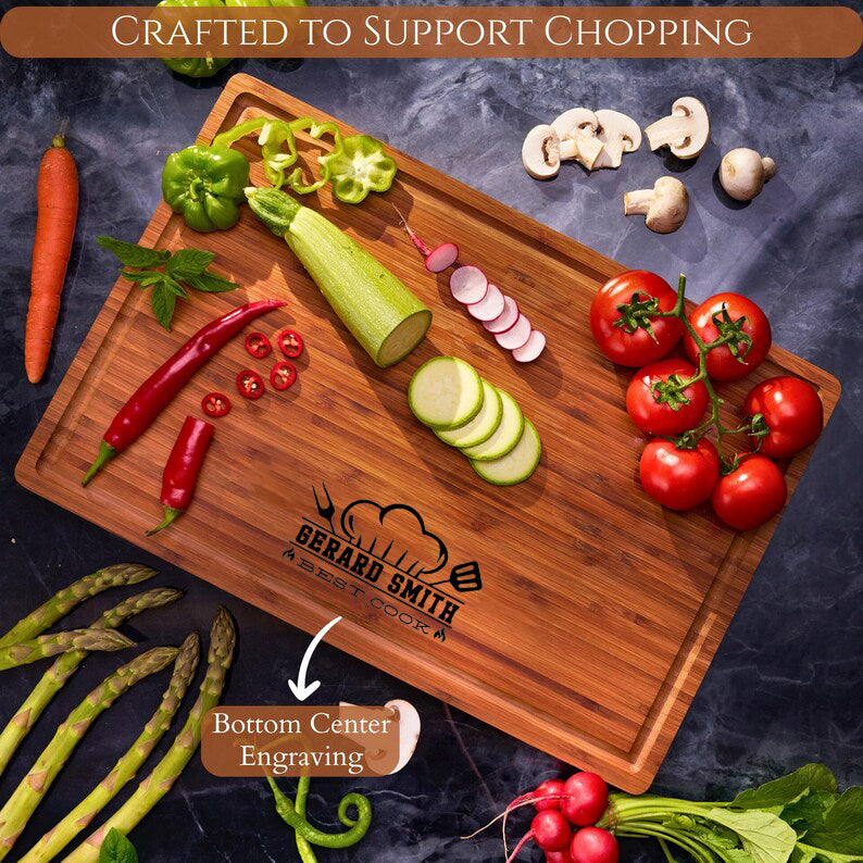 Personalized Bamboo Cutting Board Fathers Day BBQ Essential