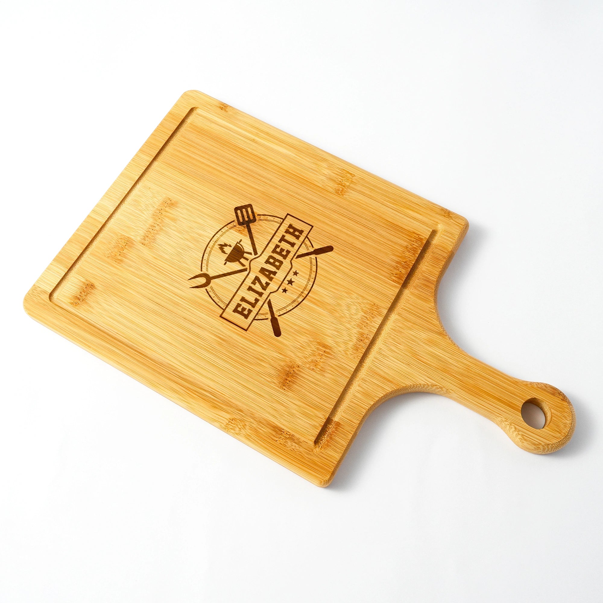 Custom engraved bamboo pizza board, a must-have for family dinners