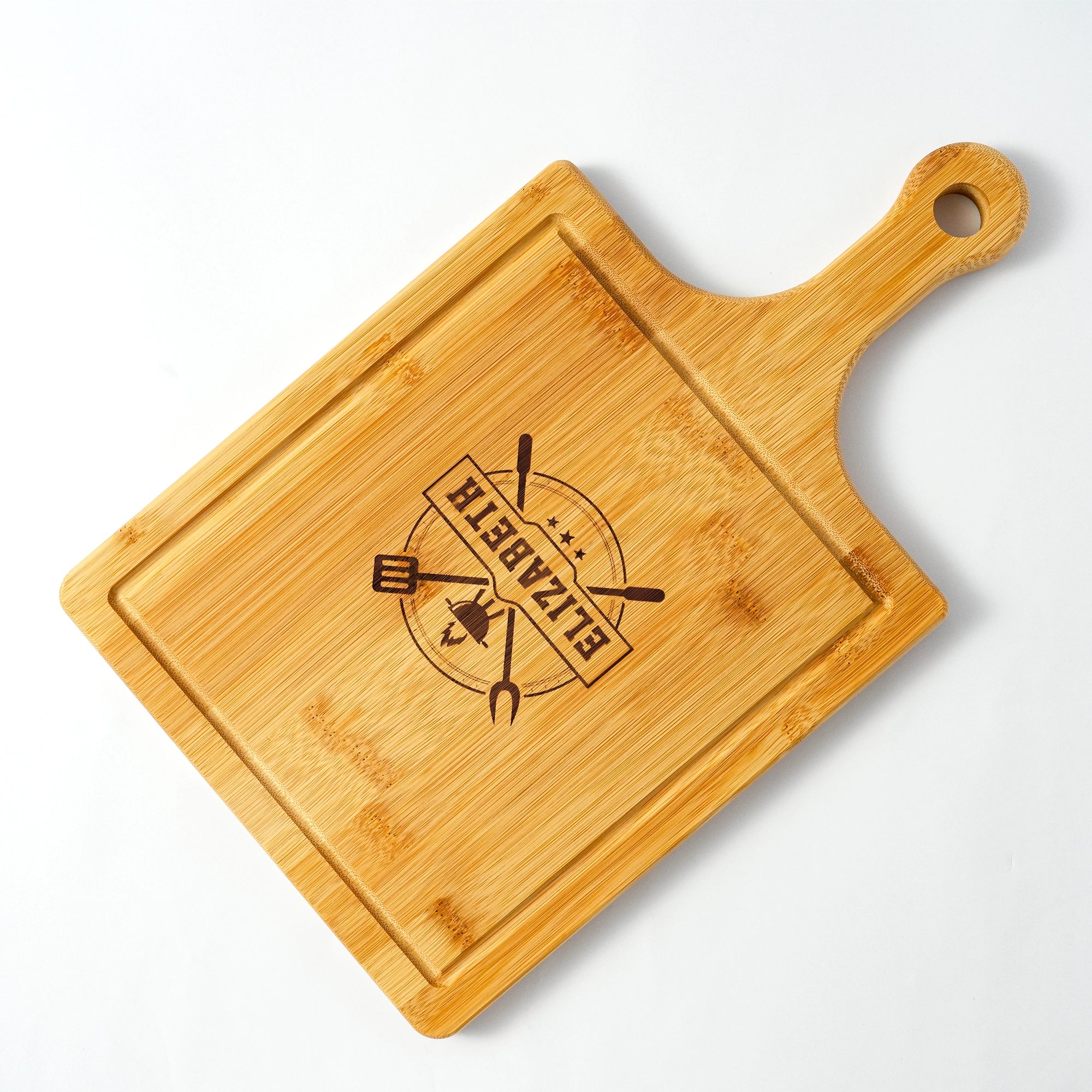 Custom engraved bamboo pizza board, a must-have for family dinners