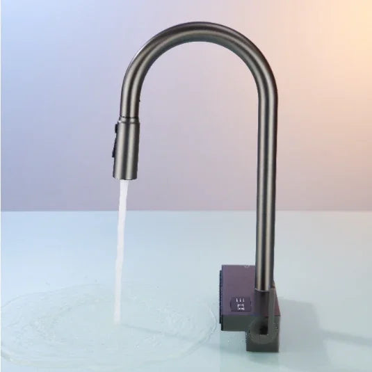 Elyseeaqua Pull Out Faucet with Single Bowl Sink Kitchen Waterfall Sprayer - Elyseeaqua
