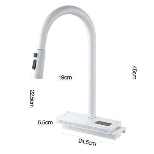 Elyseeaqua Pull Out Faucet with Single Bowl Sink Kitchen Waterfall Sprayer - Elyseeaqua