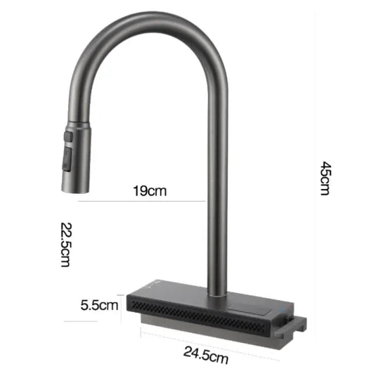 Elyseeaqua Pull Out Faucet with Single Bowl Sink Kitchen Waterfall Sprayer - Elyseeaqua