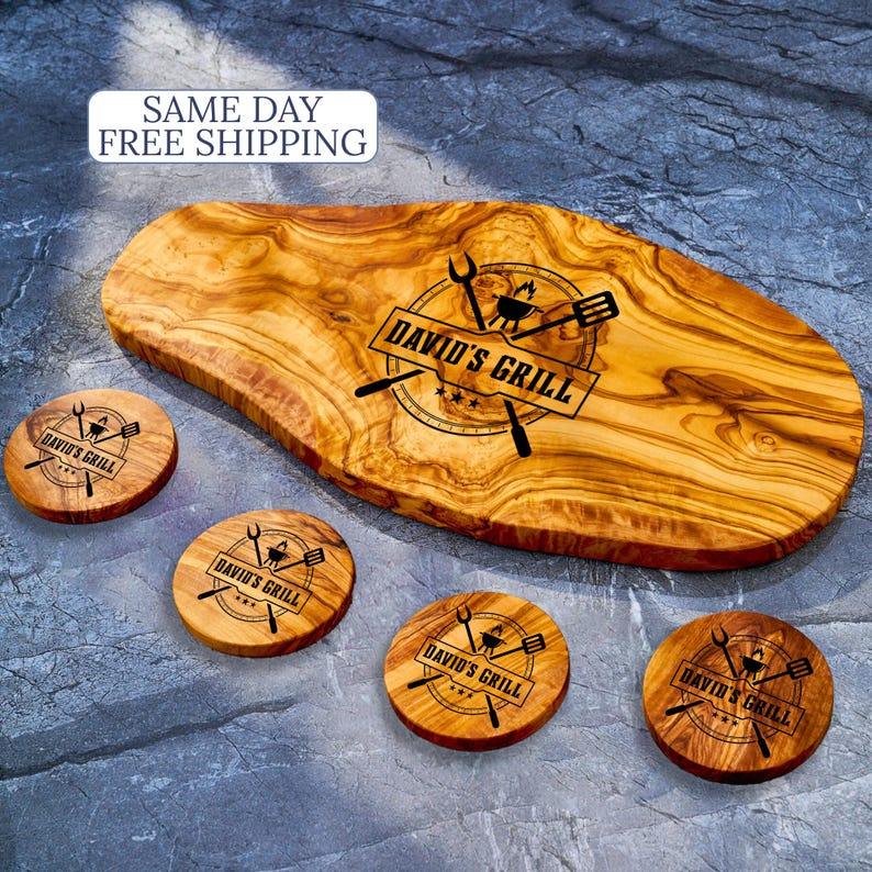 Personalized Olive Wood Live Edge Charcuterie Board