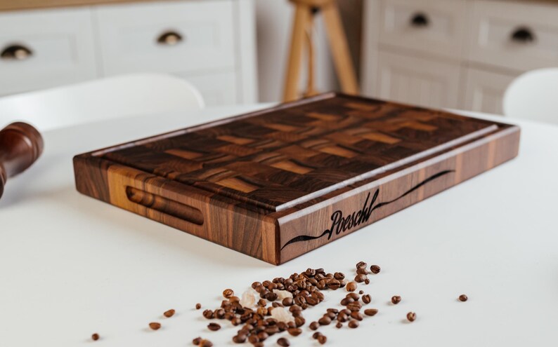 Personalized Walnut Cherry Wood Thick Cutting Board