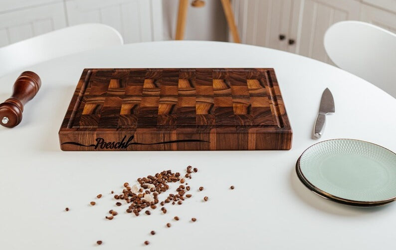 Personalized Walnut Cherry Wood Thick Cutting Board