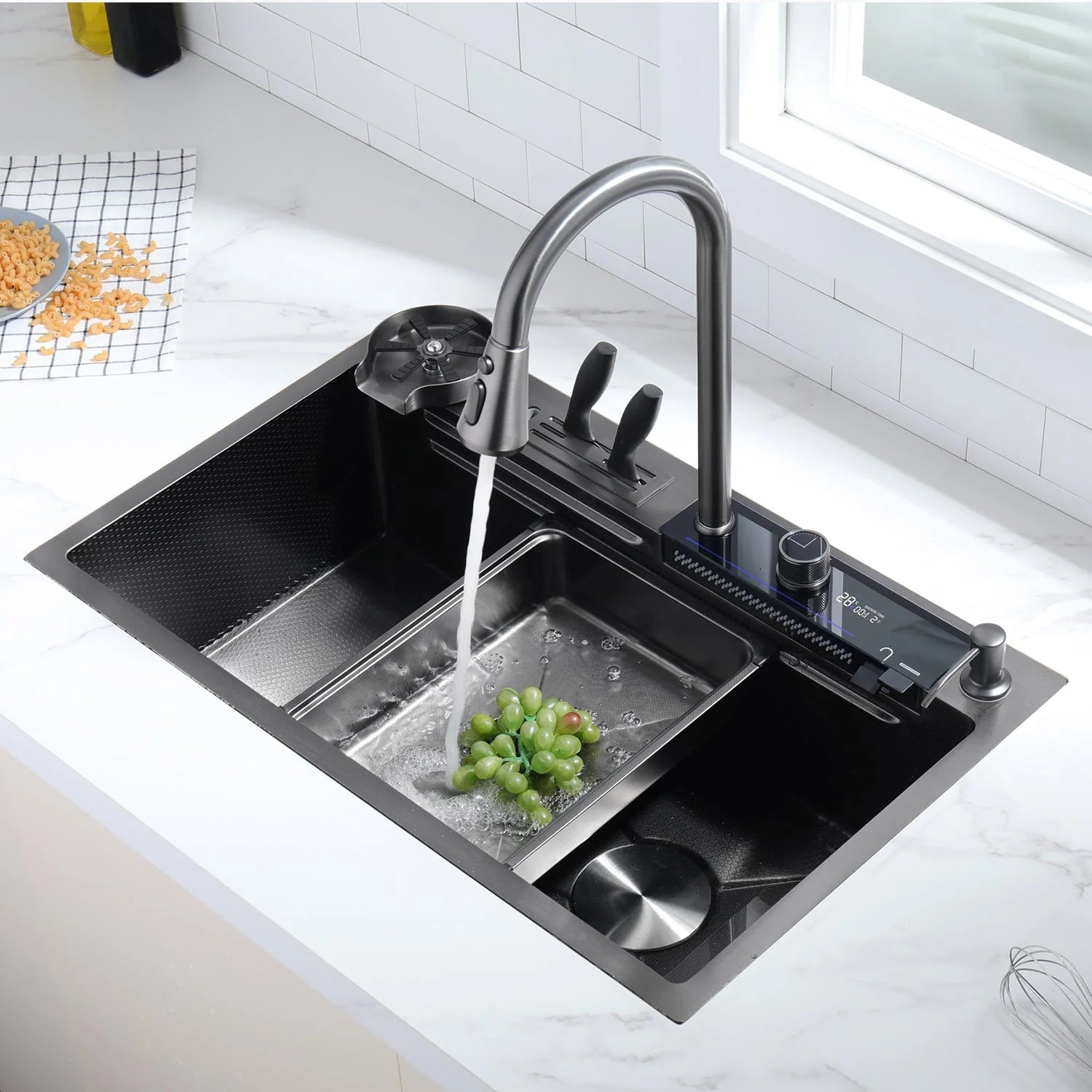 waterfall workstation kitchen sink set