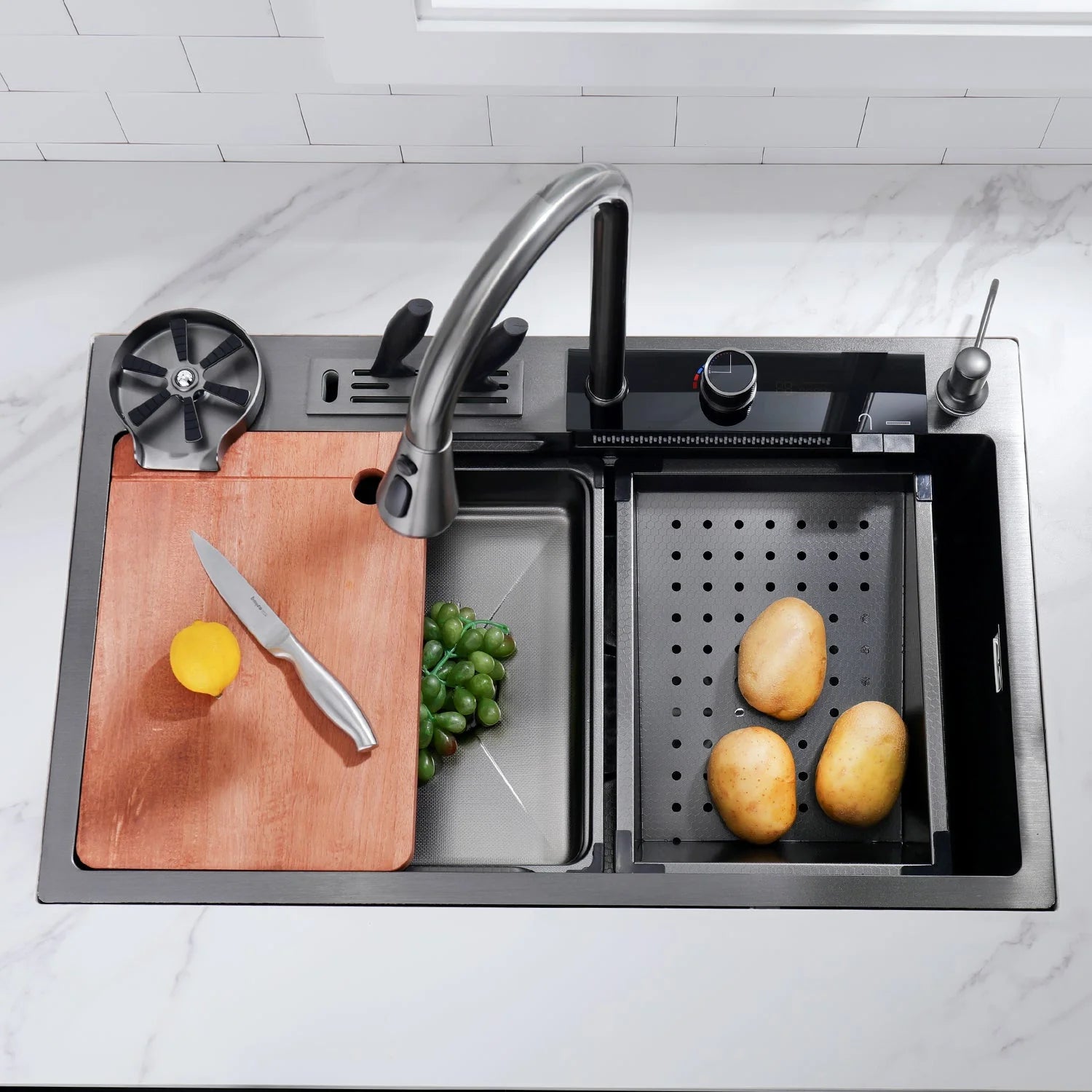 waterfall workstation kitchen sink set