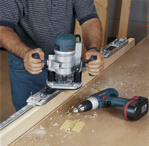 BOSCH 1617EVSPK Wood 12 Amp Router Tool Combo Kit - 2.25 Horsepower Plunge Router & Fixed Base with a Variable Speed