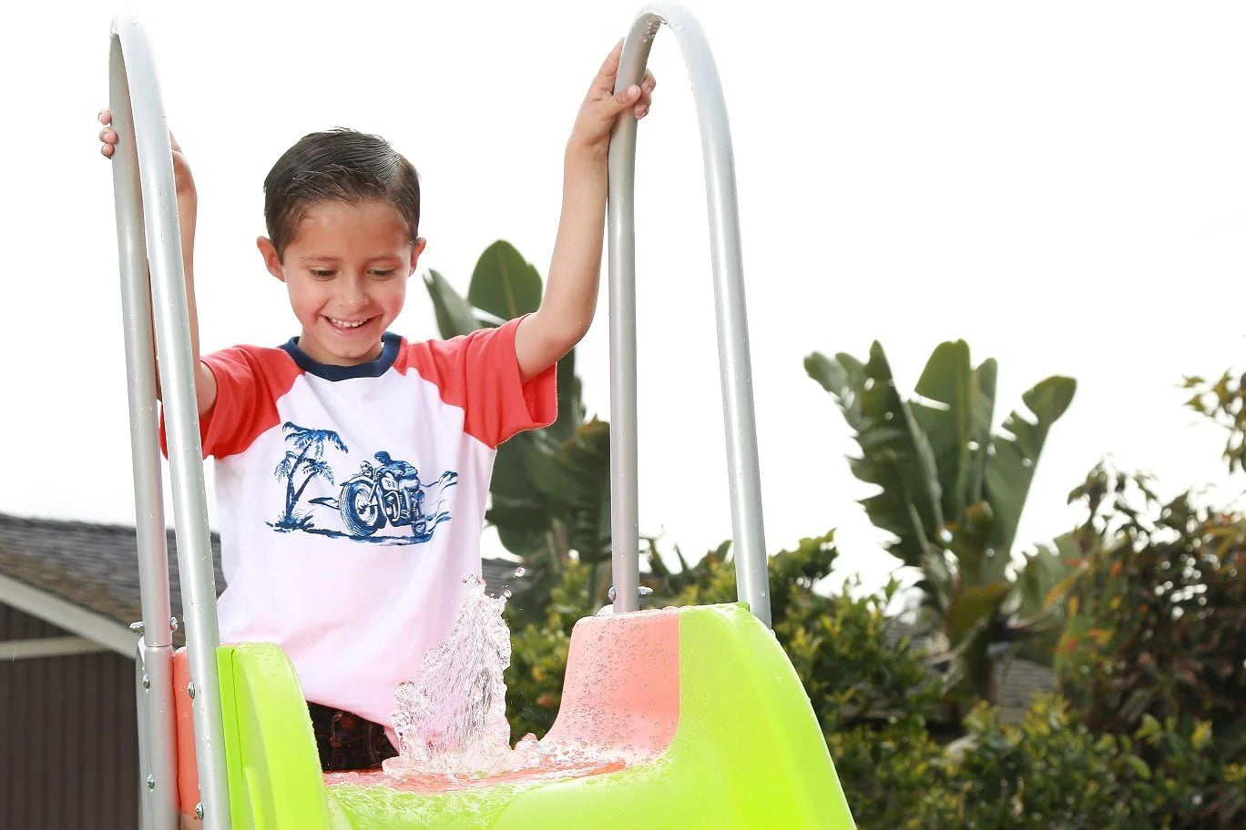 Outdoor Play Set Kids Slide: 10 ft Freestanding Climber, Swingsets, Playground Jungle Gyms Kids Love – Above Ground Pool Slide for Summer Backyard