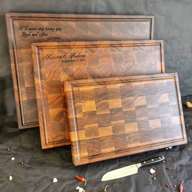 Extra thick personalized carved walnut anvil, housewarming gift