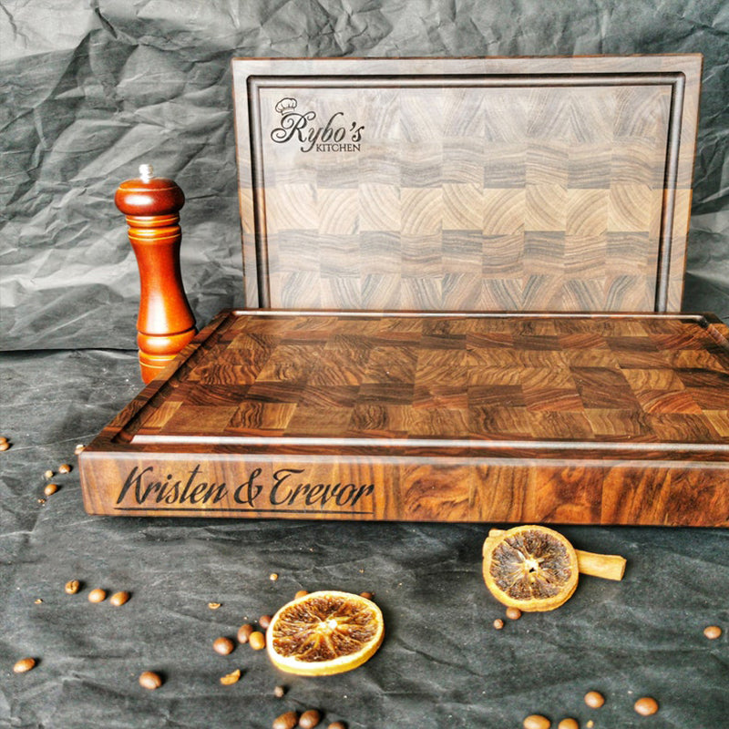Extra thick personalized carved walnut anvil, housewarming gift