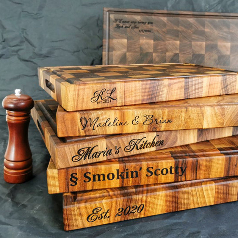 Extra thick personalized carved walnut anvil, housewarming gift