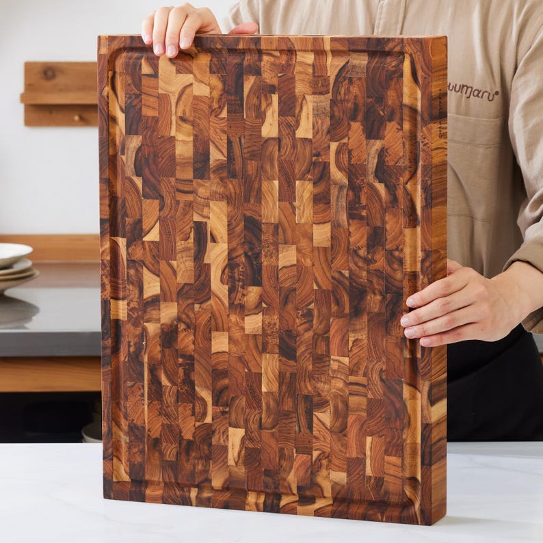 Bali Teak End-Grain Butcher Block personalized engraving