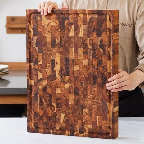 Bali Teak End-Grain Butcher Block personalized engraving