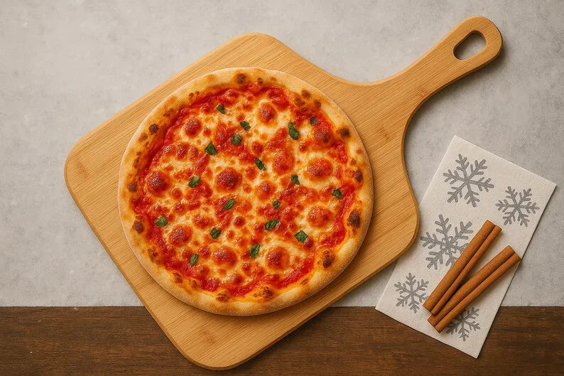 Custom engraved bamboo pizza board, a must-have for family dinners