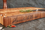 Personalized carved acacia wood cutting board, Mother's Day gift