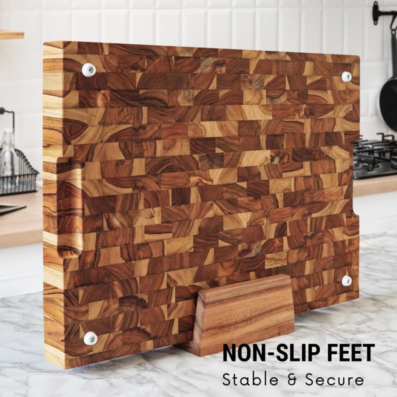 Bali Teak End-Grain Butcher Block personalized engraving