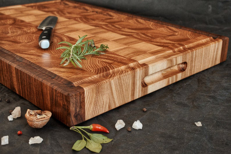 Personalized carved acacia wood cutting board, Mother's Day gift