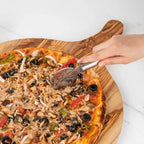 Custom engraved olive wood pizza board – a must-have for family gatherings