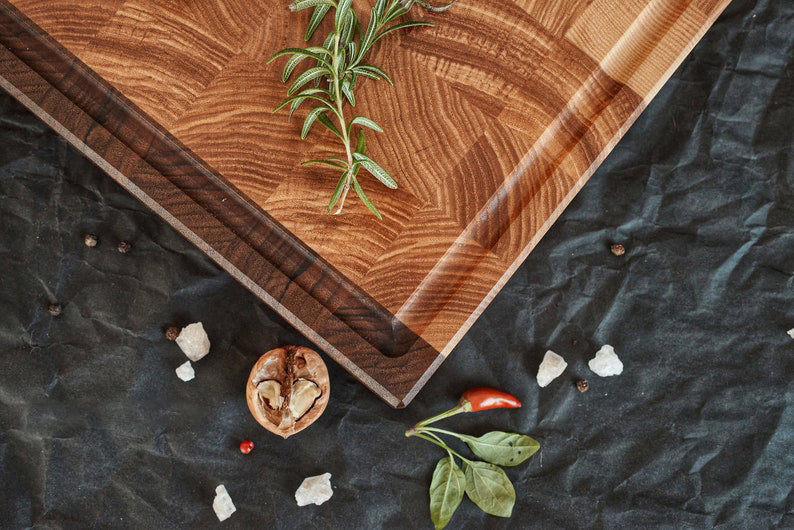 Personalized carved acacia wood cutting board, Mother's Day gift