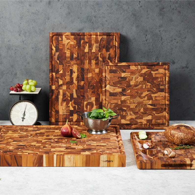 Bali Teak End-Grain Butcher Block personalized engraving