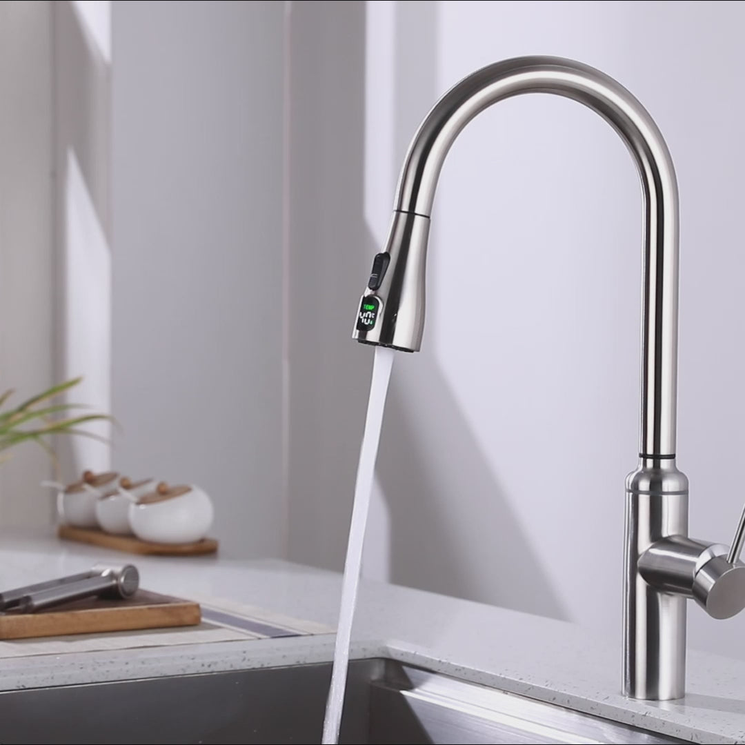 Elyseeaqua Pull-out Smart Sensor Digital Display Kitchen Sink Faucet