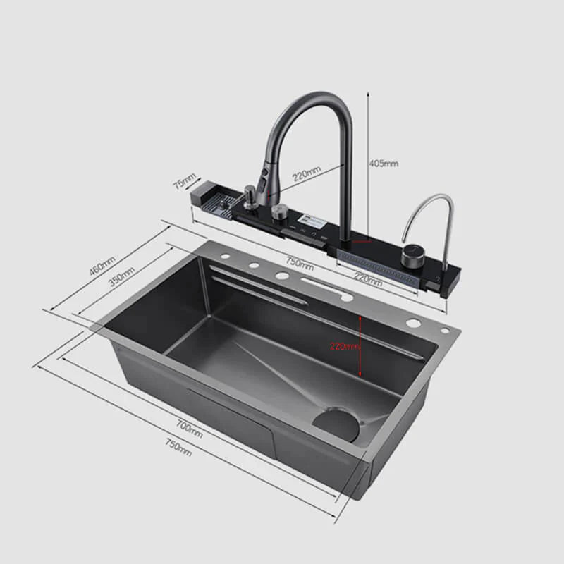 Elyseeaqua Luxury Kitchen Sink With Digital Display And Waterfall Design