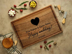 The walnut wood cutting board is the perfect wedding and engagement blessing gift